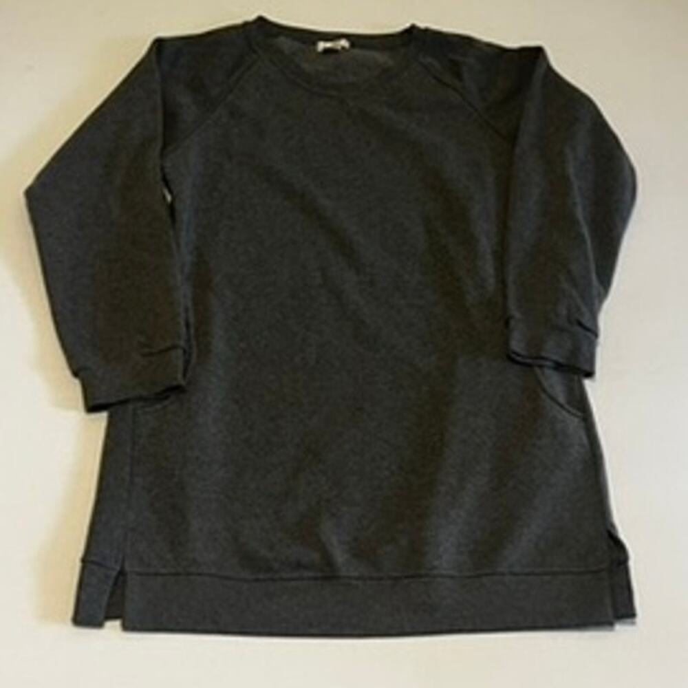 Z Avenue USA | Charcoal Heather Fleece Tunic Sweatshirt Dress Pockets — Large